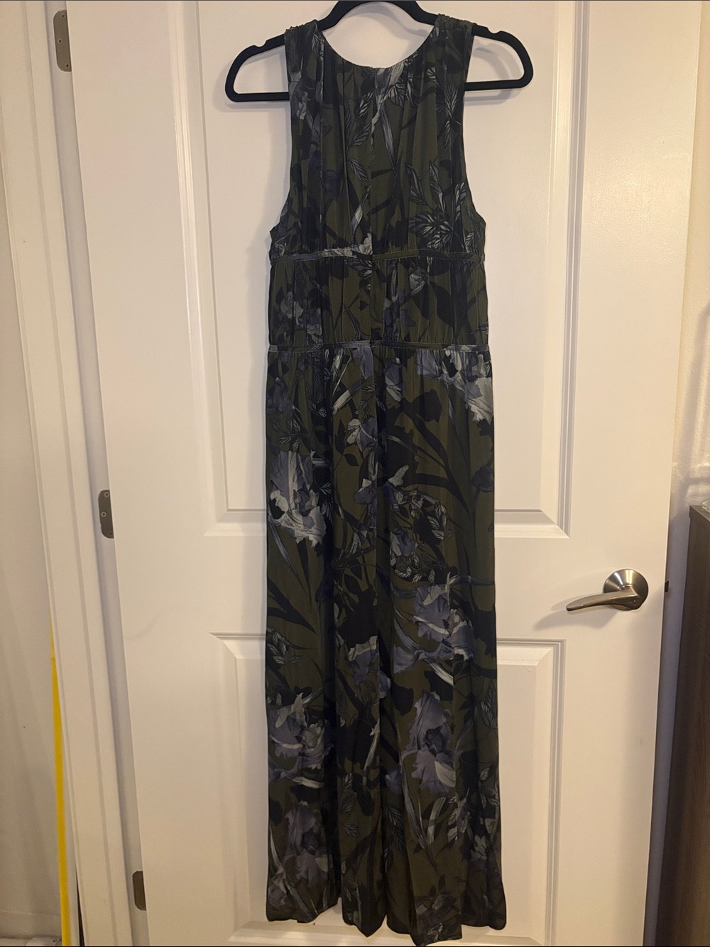 AllSaints Kaya Olive Green Floral Print Maxi Dress - Picture 7 of 9